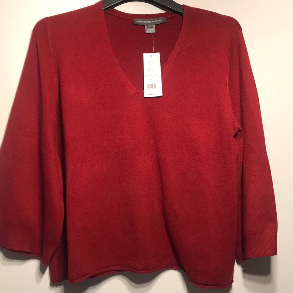 French Connection Baked Cherry V-Neck Sweater